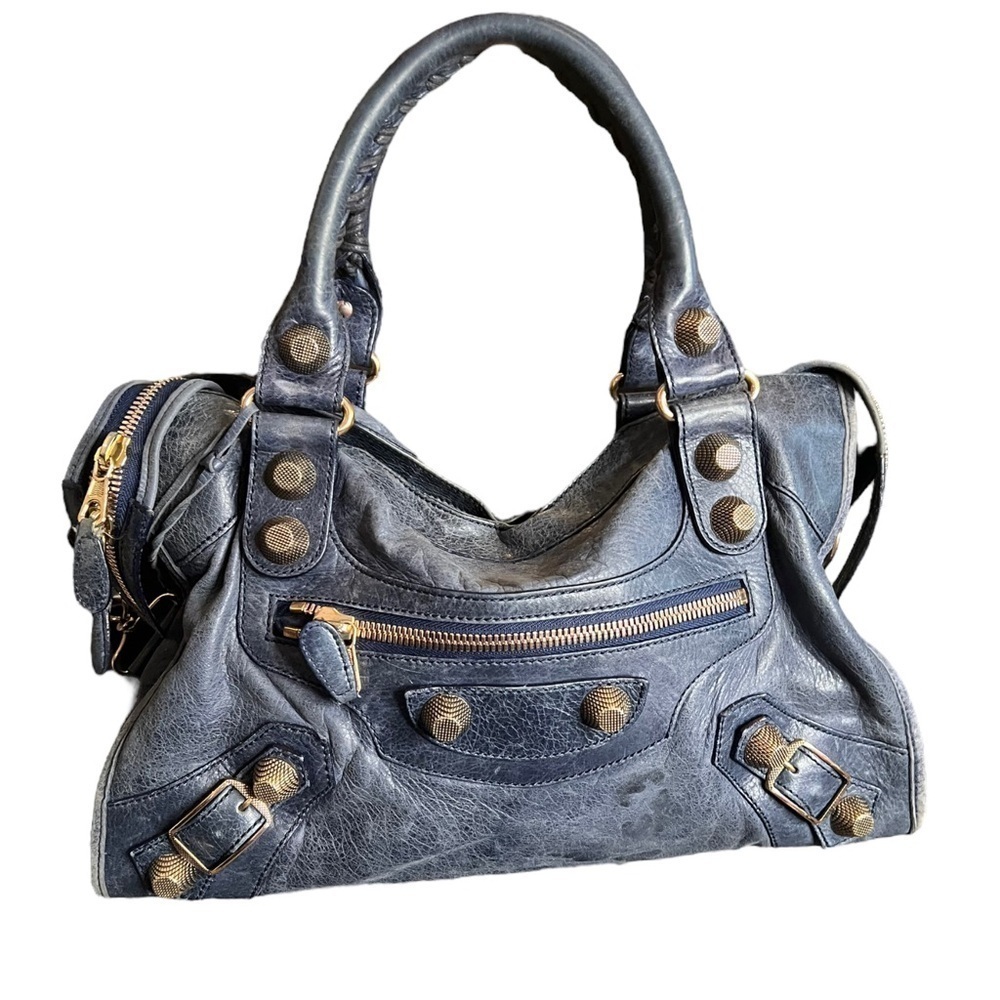 BALENCIAGA Moto Le City Giant Blue 
Lambskin Leather Handbag &  Wallet - Picture 3 of 17
